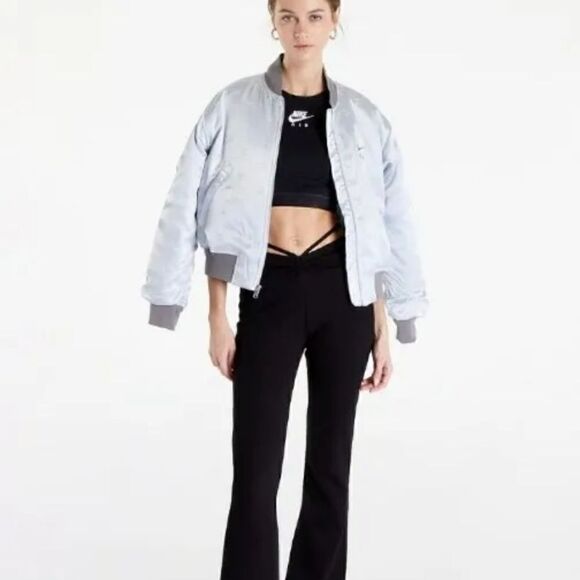 Nike Air Pure Platinum Bomber Jacket Womens- Small Satin Silver DV4372-043 $140 - Picture 5 of 7